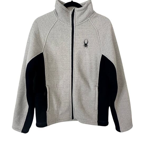 Spyder Full Zip Fleece Lined Jacket Men’s Small Gray Black Sherpa Interior - Picture 1 of 7
